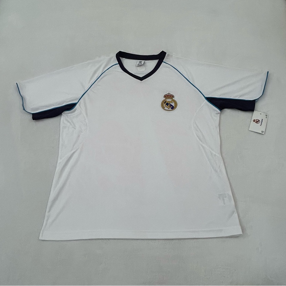 Real Madrid White & Navy Blue RhinoX Athletic Futbol Soccer Jersey Shirt Size XL